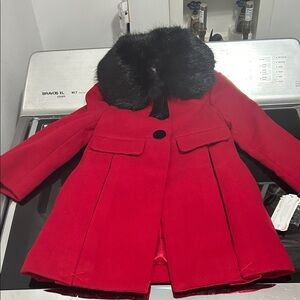 Girls 2/3 formal fancy dress peacoat faux fur satin lined new nwt